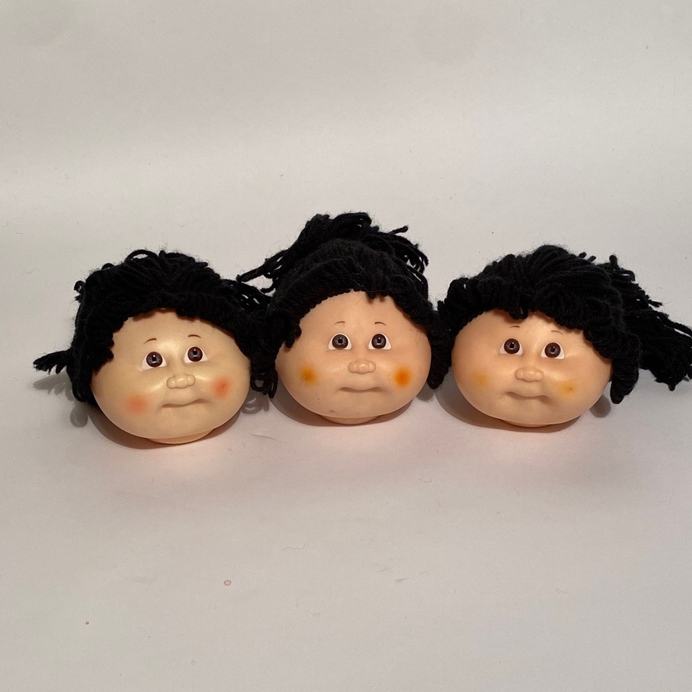 Set of 3 Cabbage Patch Doll Heads for Doll Making or Halloween Decor